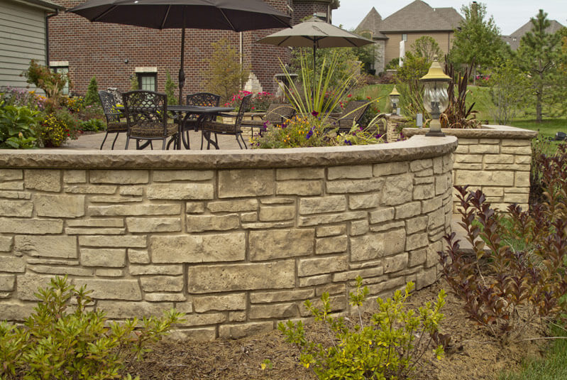 Stamped Concrete and Decorative Seat Wall - Butterfield Color®